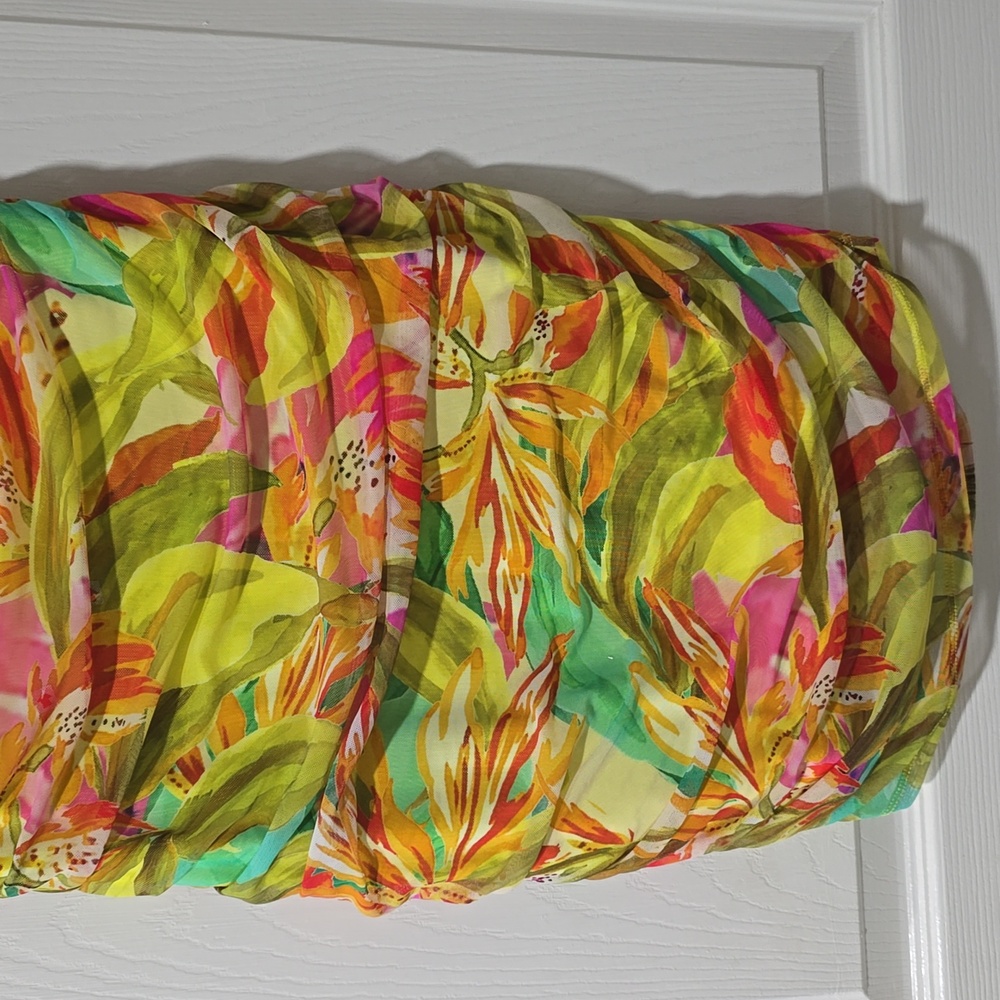 NWT Guess Layla Tropical Knot Accent Mini Dress Yellow Multi Size S - Picture 9 of 11